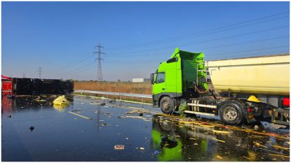 Accident rutier pe autostrada A0. Un om a murit. Alte 3 victime primesc ajutor medical | VIDEO | GALERIE FOTO